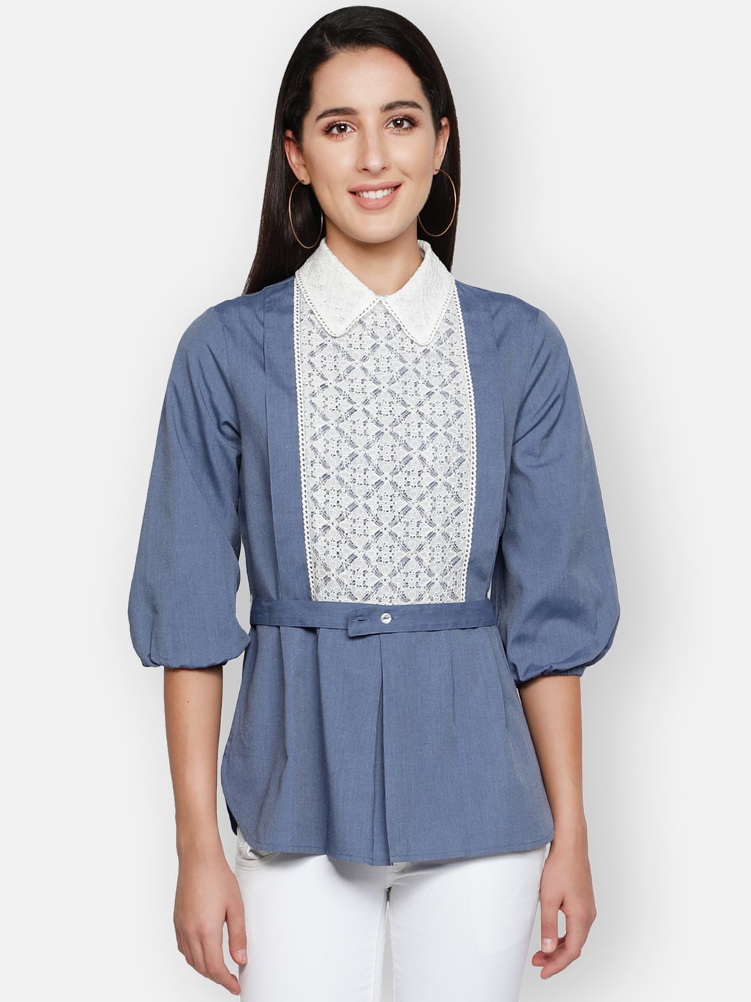 Denim Shirt With Laced Yoke