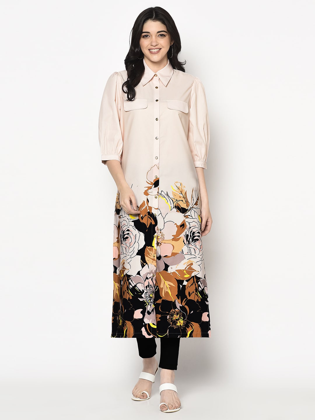 Blanc9 Floral Border Printed Long Tunic