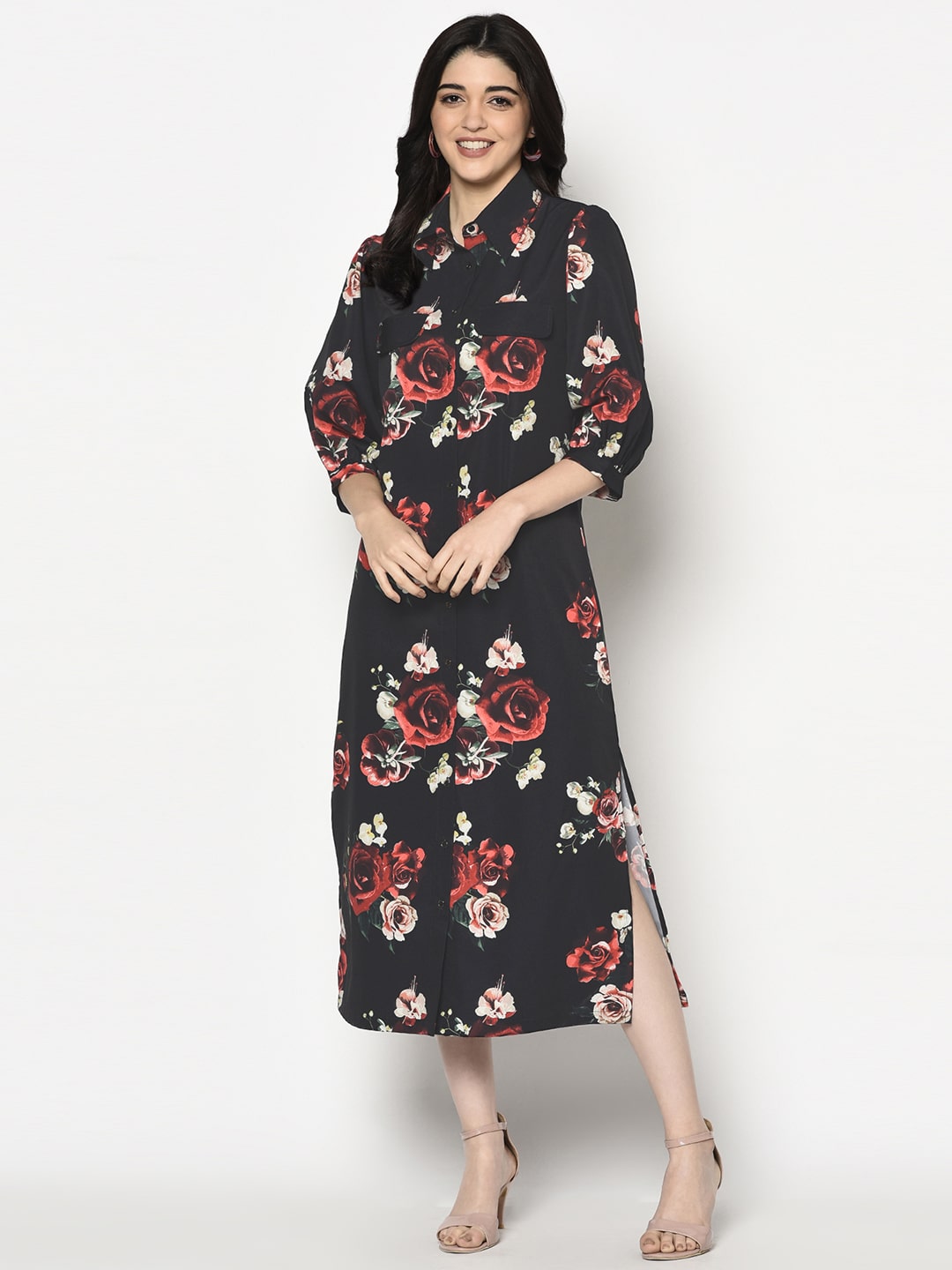 Blanc9 Black Floral Long Tunic