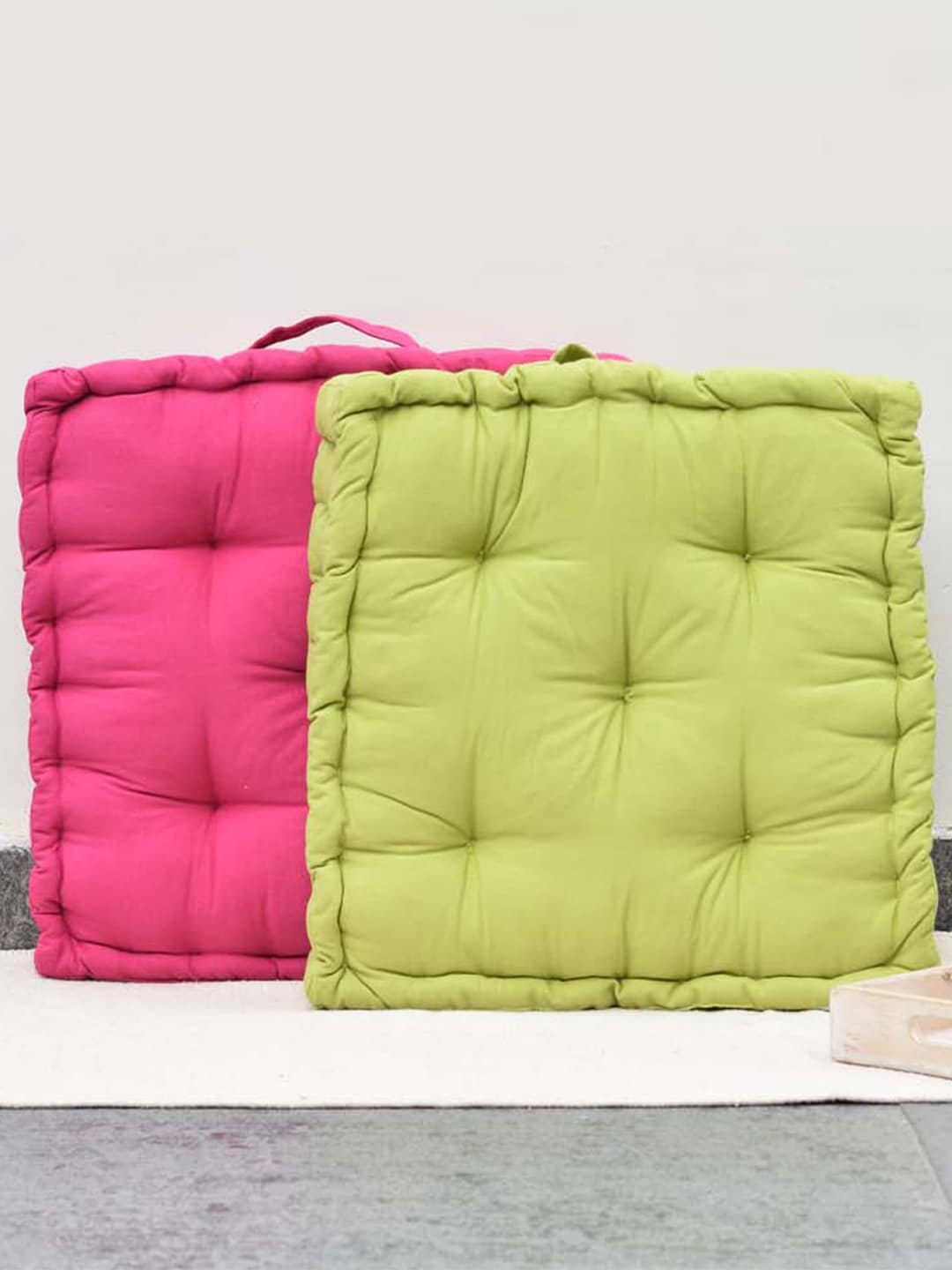 Blanc9 Set of 2 Pink & Green Matlas Floor Cushion