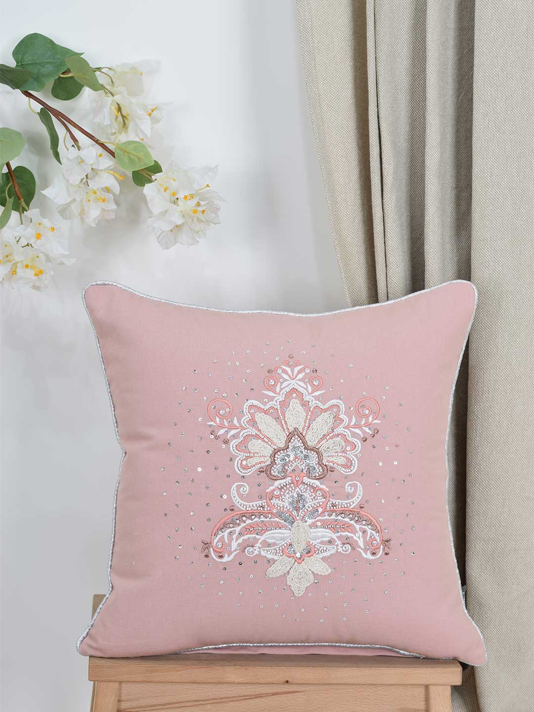 Blanc9 Rose Damask Cushion Cover