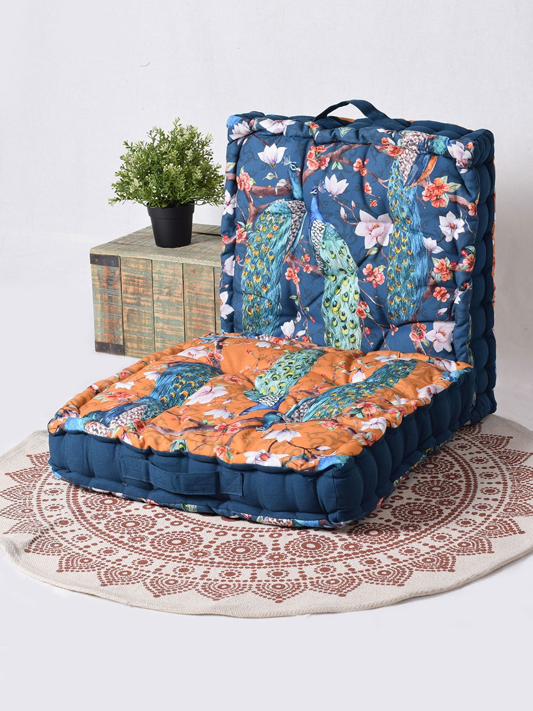 Set of 2 Gulmohar Matlas Floor Cushion