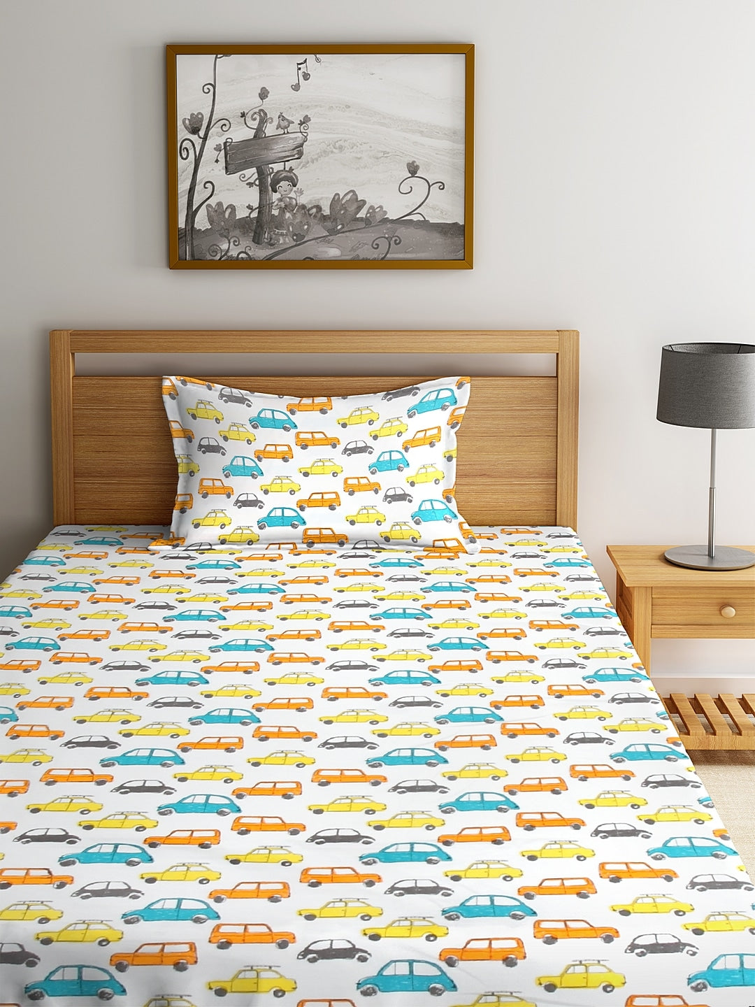 Blanc9 Horn Please Kids Bedsheet with Pillow Case