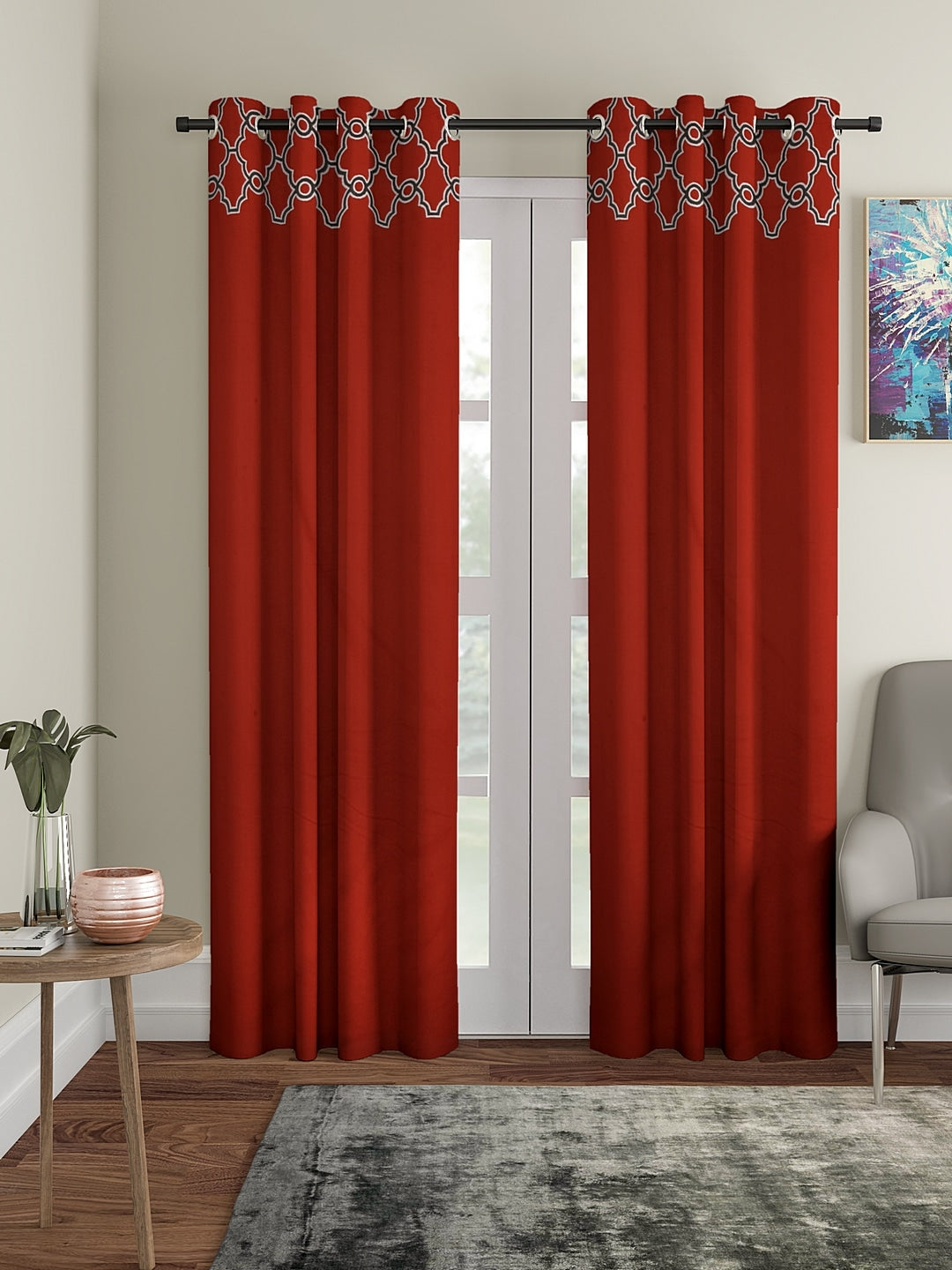 Blanc9 Set of 2 Long Door Tracery Curtain