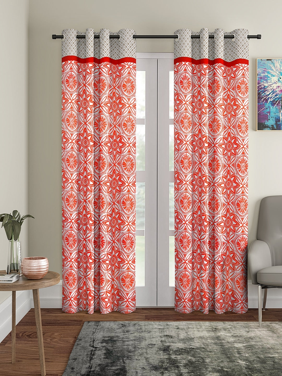 Set of 2 Long Door Arabesque Curtain
