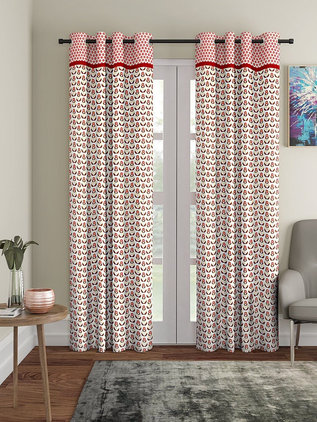 Blanc9 Set of 2 Long Door Ditsy Curtain