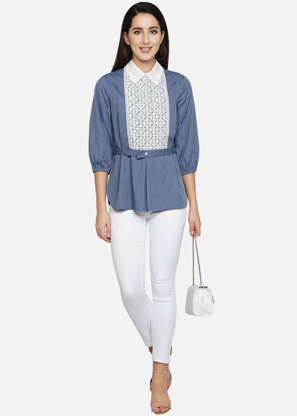 Denim Shirt With Laced Yoke