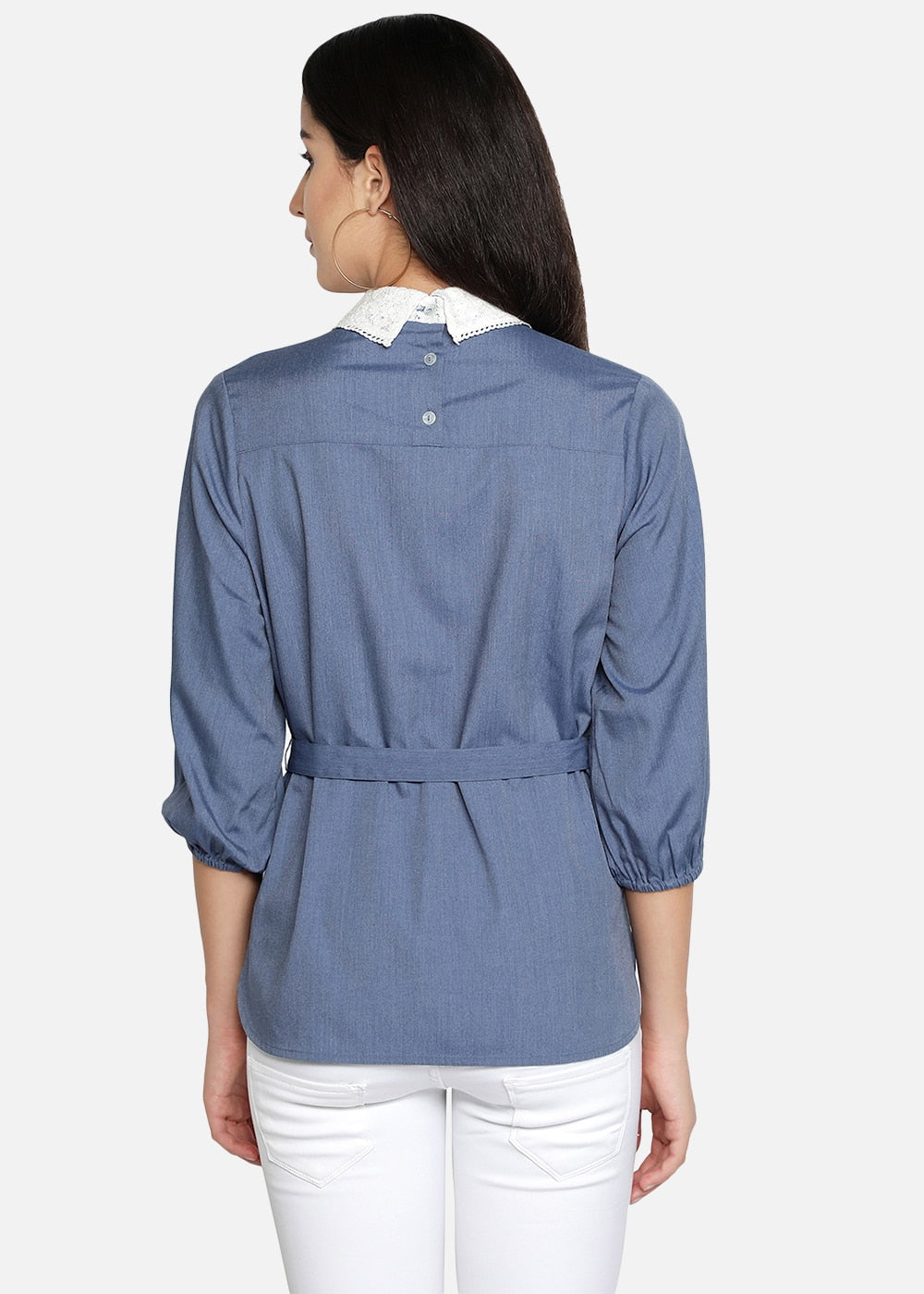 Denim Shirt With Laced Yoke