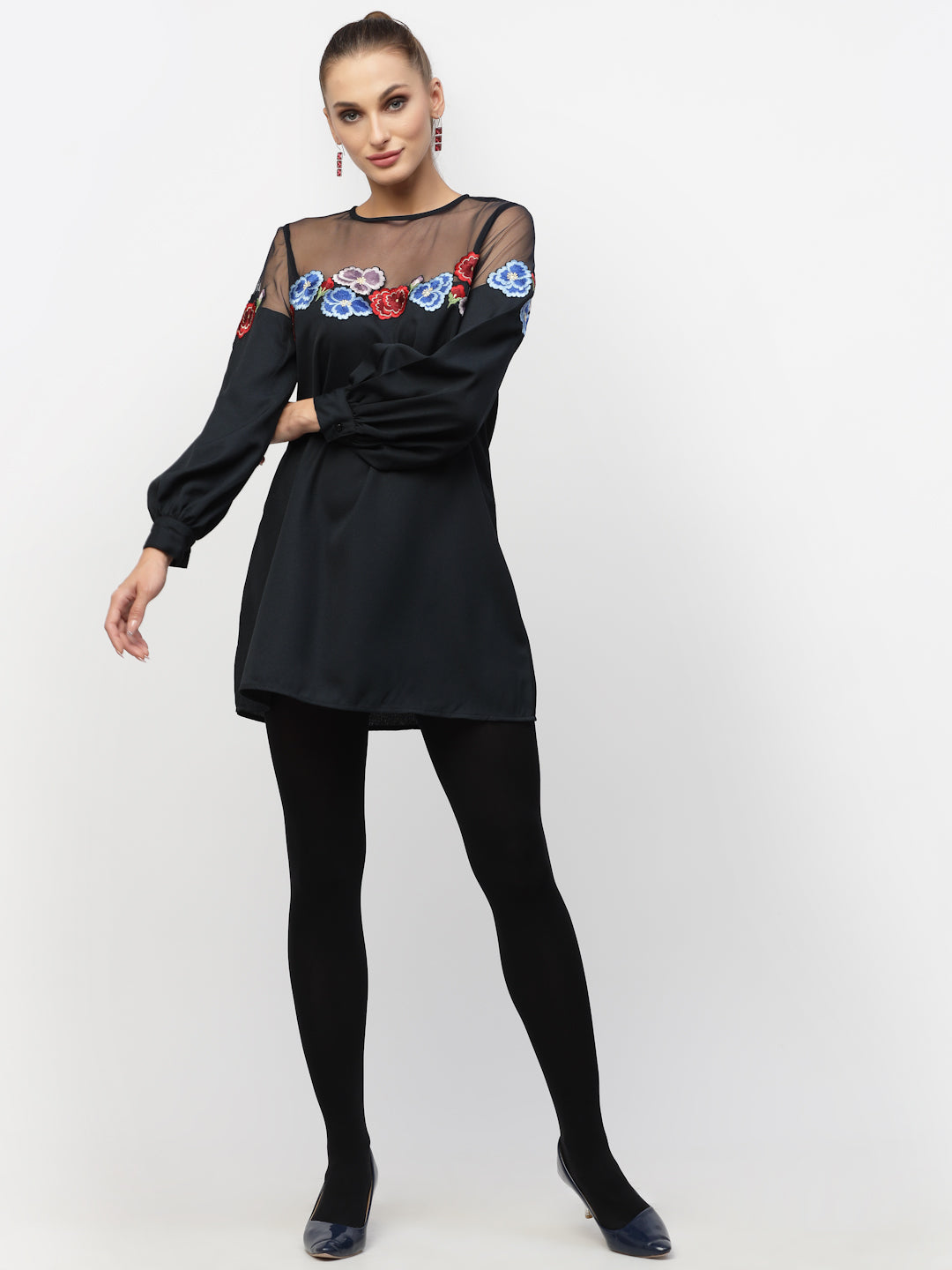 Blanc9 Navy Blue Embroidered Tunic