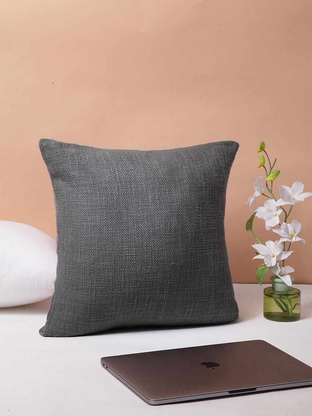 Dark Grey Heavy Slub Cushion Cover