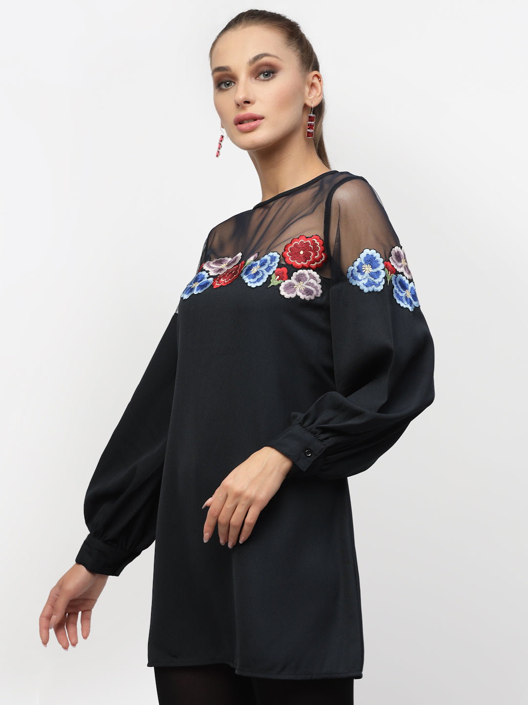 Blanc9 Navy Blue Embroidered Tunic