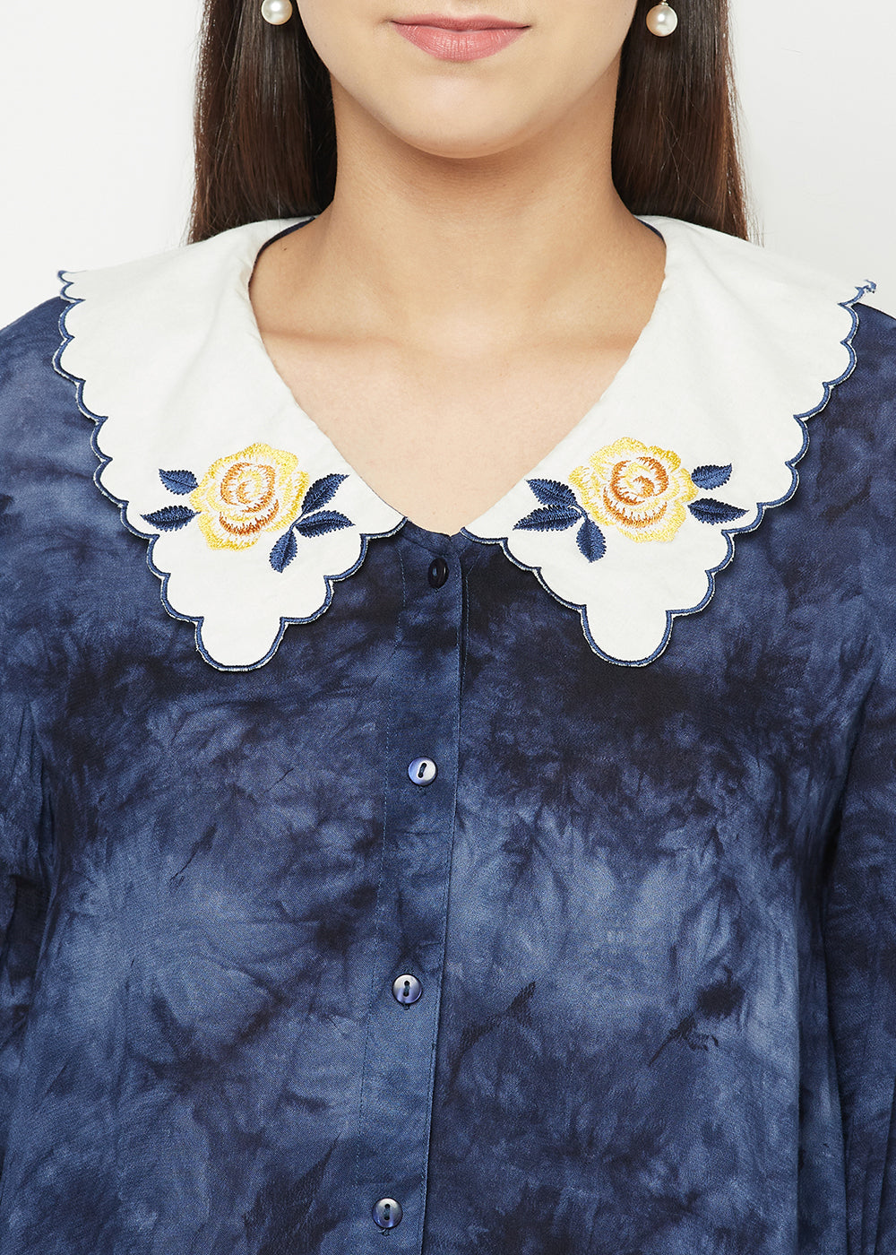 Blanc9 Embroidered Collar Tie-Dye Tunic
