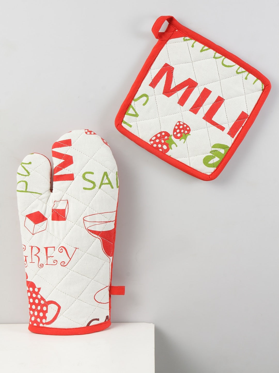 Time for Breakfast- Set of Printed Oven Mitt & Potholder