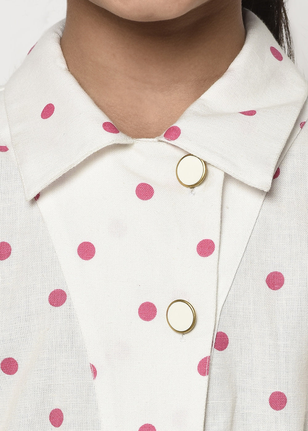 Blanc9 Pink & White Polka Dots Playsuit