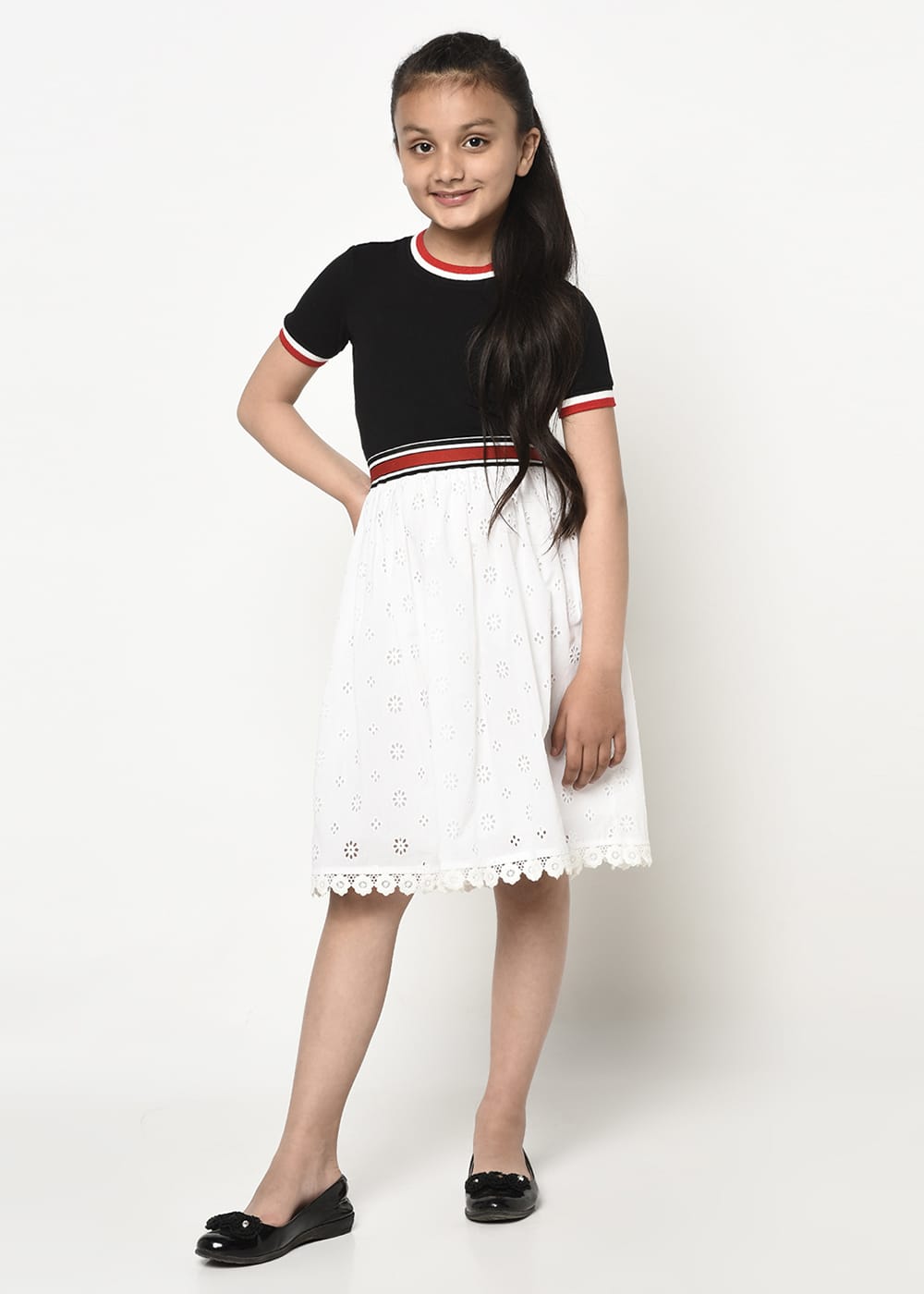 Blanc9 Schiffli Embroidery White Skirt