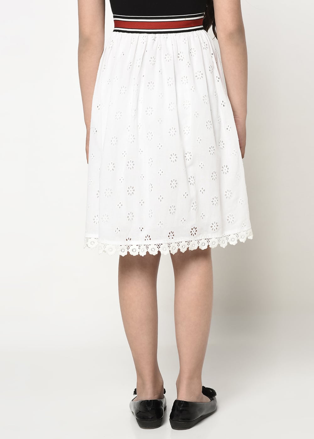 Blanc9 Schiffli Embroidery White Skirt