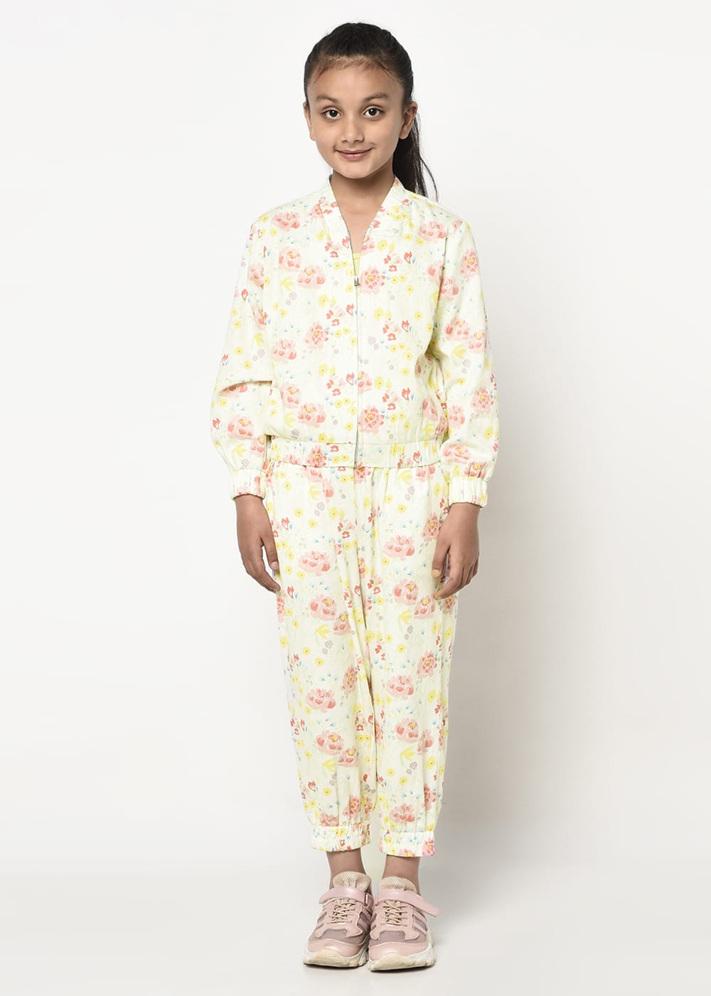 Blanc9 Floral Printed Jacket-Jogger Set