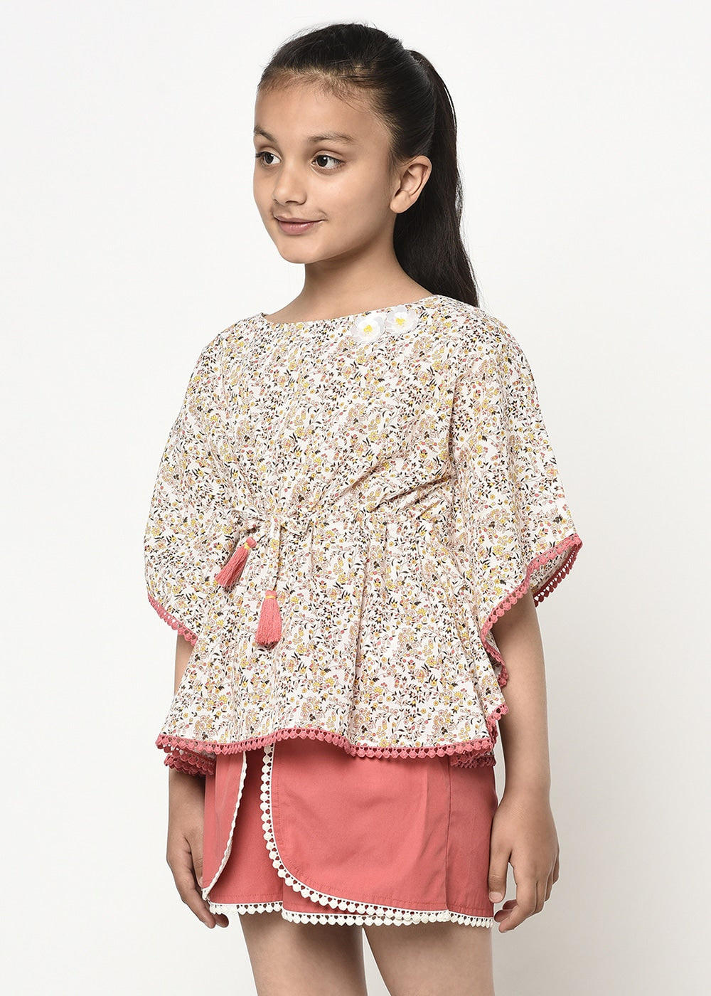 Blanc9 Floral Printed Kaftan Top With Shorts.