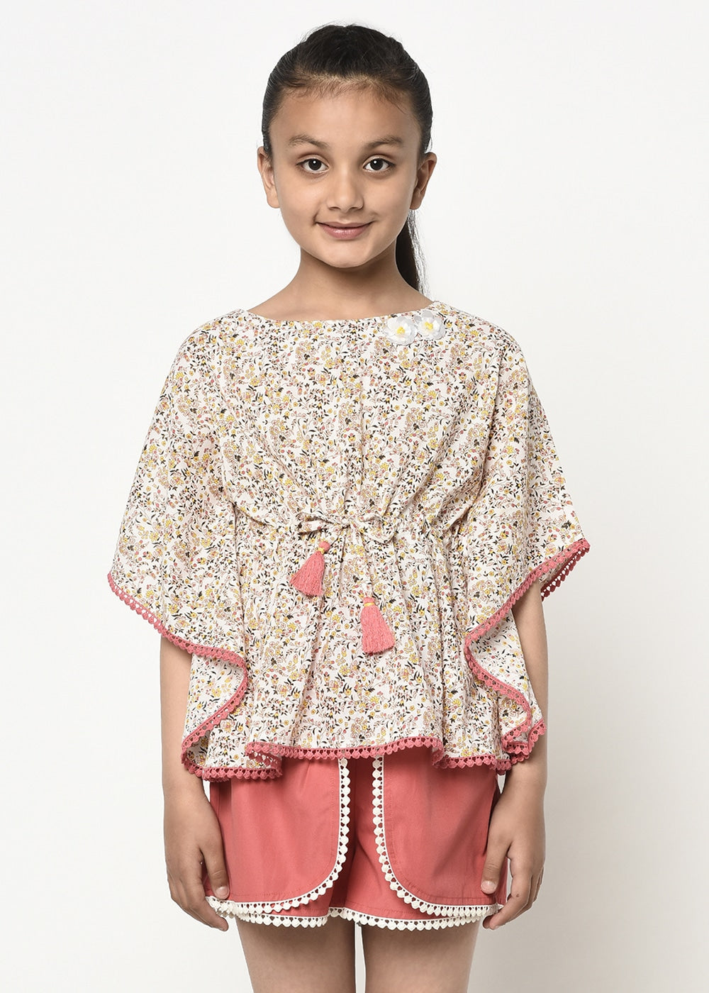 Blanc9 Floral Printed Kaftan Top With Shorts.