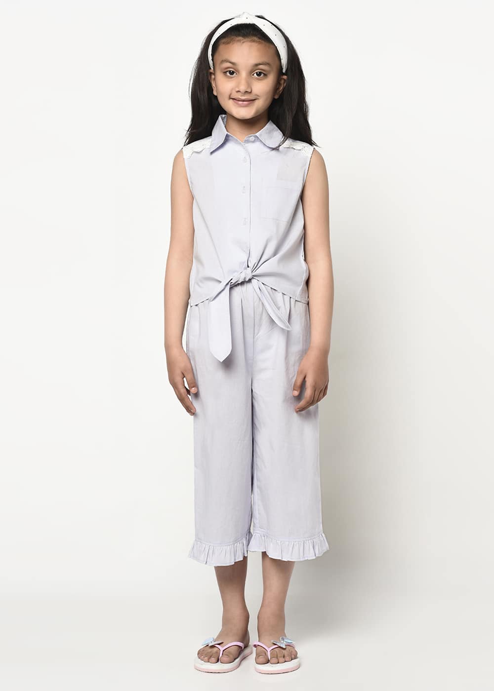 Blanc9 Shoulder Laced Capri Set