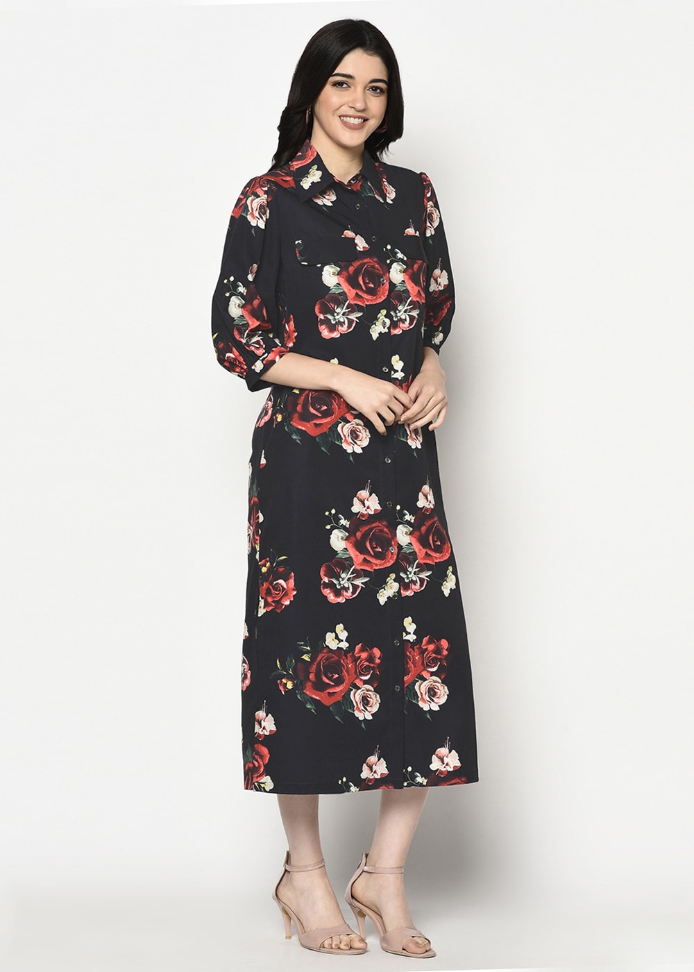 Blanc9 Black Floral Long Tunic