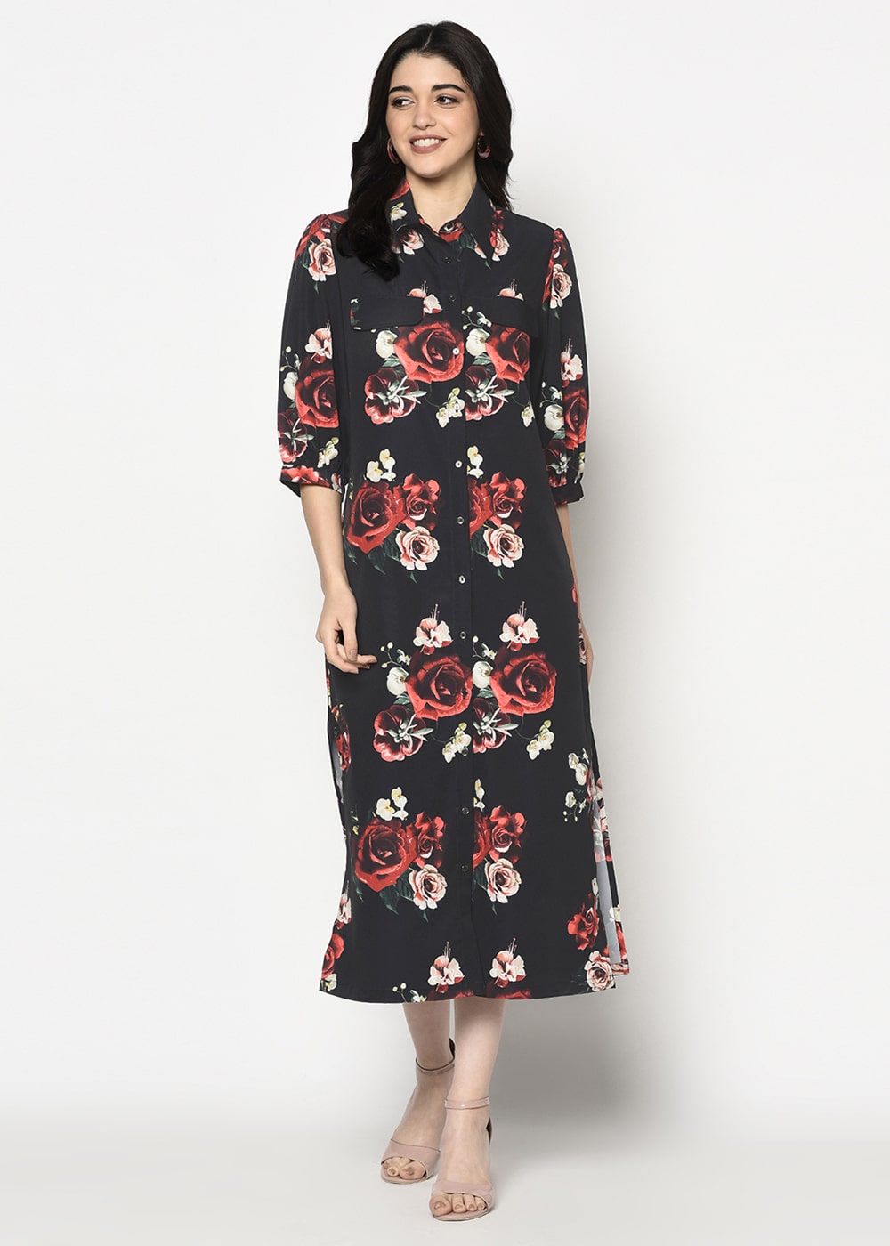 Blanc9 Black Floral Long Tunic