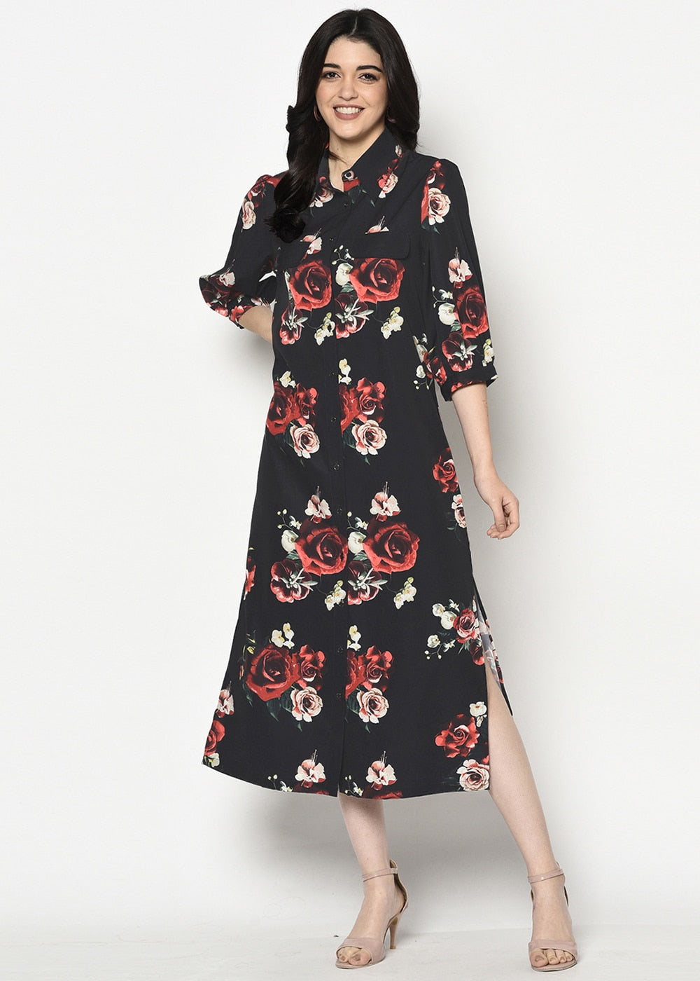 Blanc9 Black Floral Long Tunic