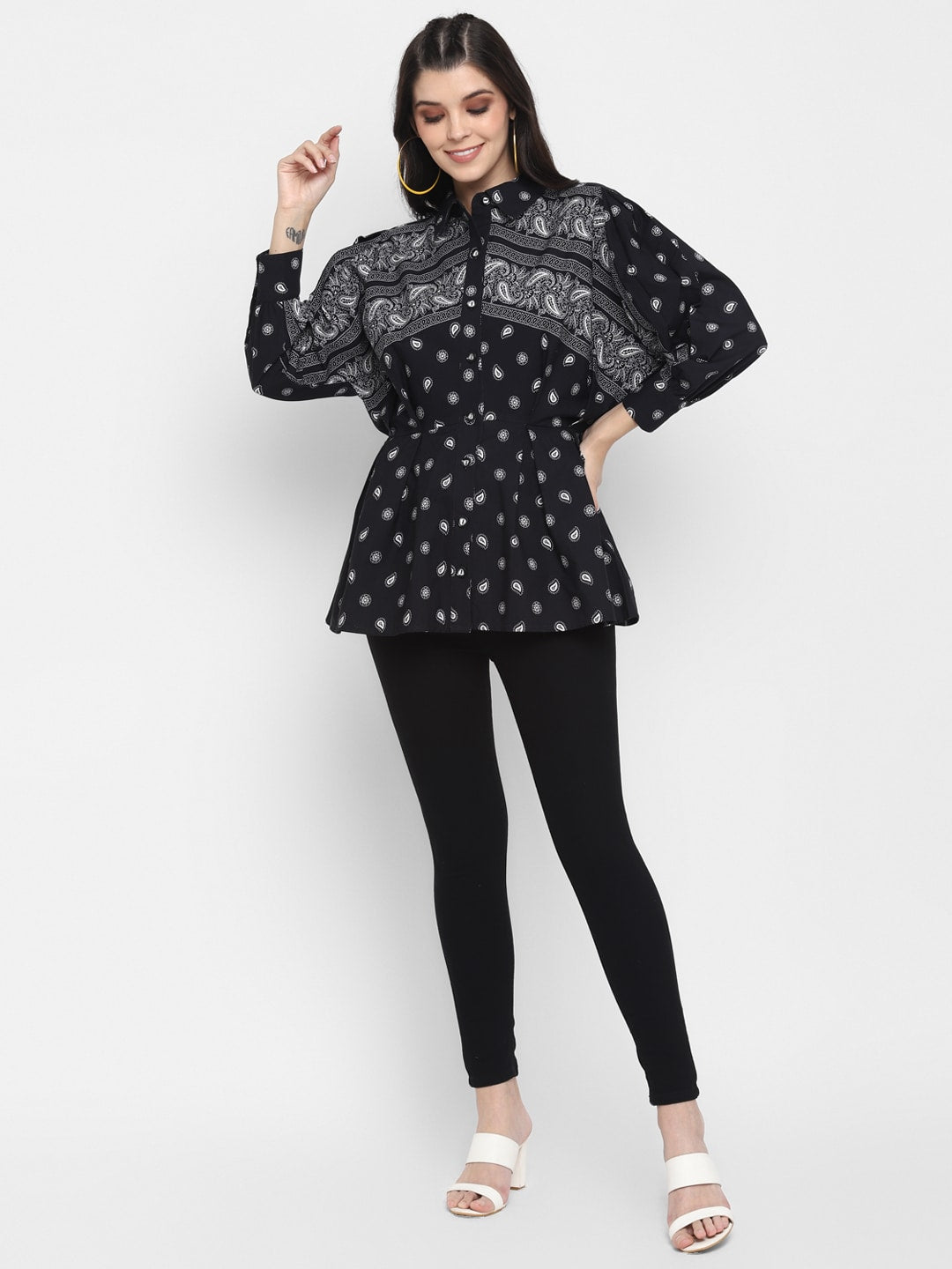 Blanc9 Paisley Printed Shirt with Batwing Sleeves