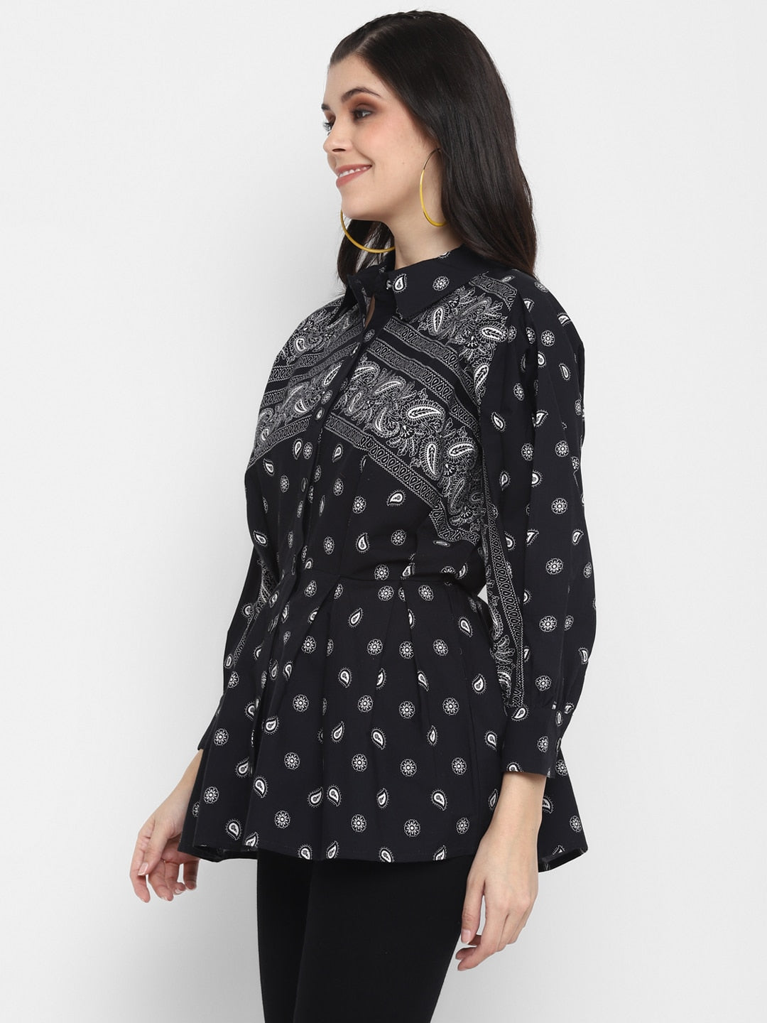 Blanc9 Paisley Printed Shirt with Batwing Sleeves