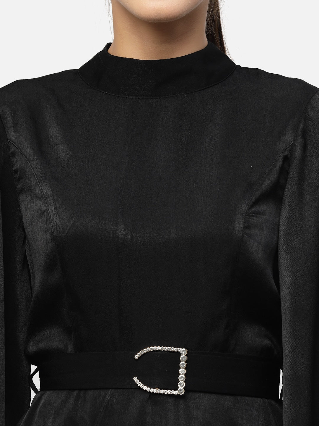 Blanc9 Black Fringed Lace Velvet Tunic