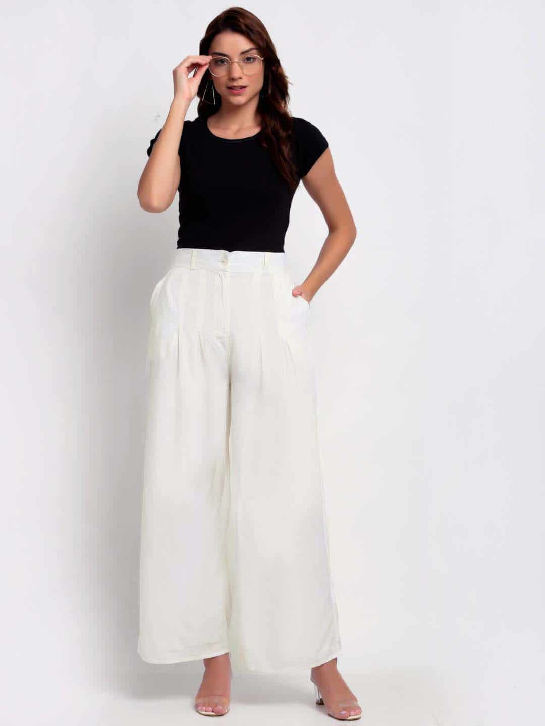 Blanc9 Off White Palazzo Pants