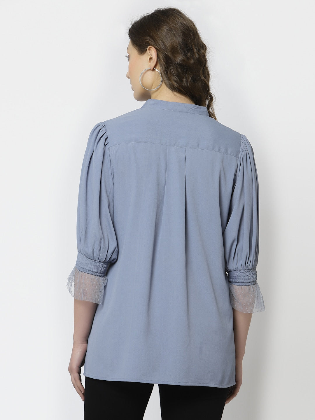 Blanc9 Greyish Blue Pintuck Tunic