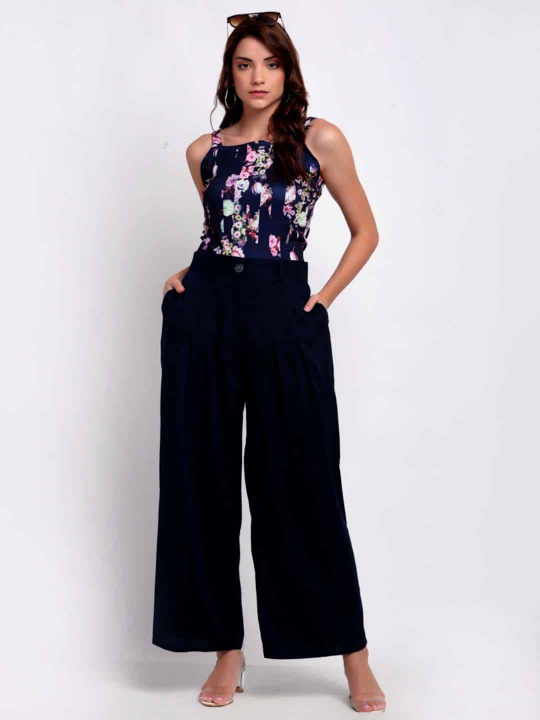 Blanc9 Dark Blue Palazzo Pants