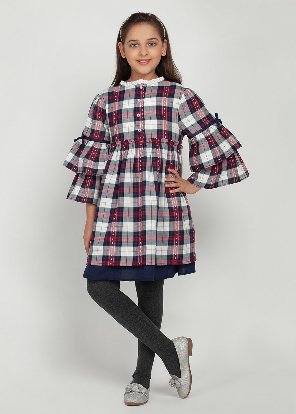 Blanc9 Red Blue Check Dress