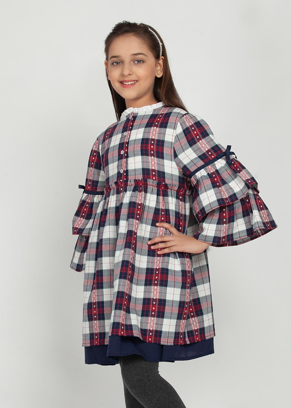 Blanc9 Red Blue Check Dress
