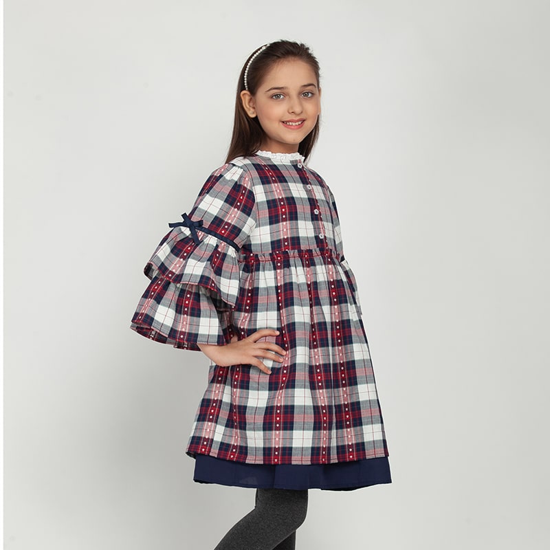 Blanc9 Red Blue Check Dress
