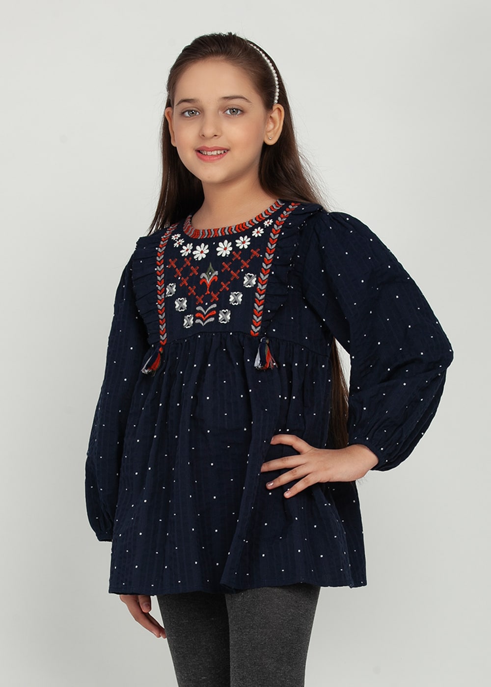 Blanc9 Blue Embroidered Tunic