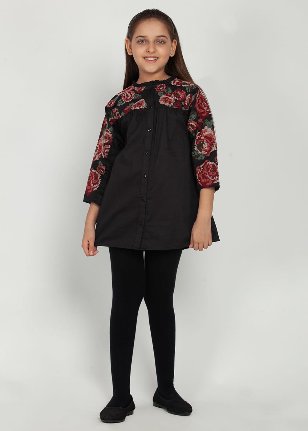 Blanc9 Black Embroidered Tunic