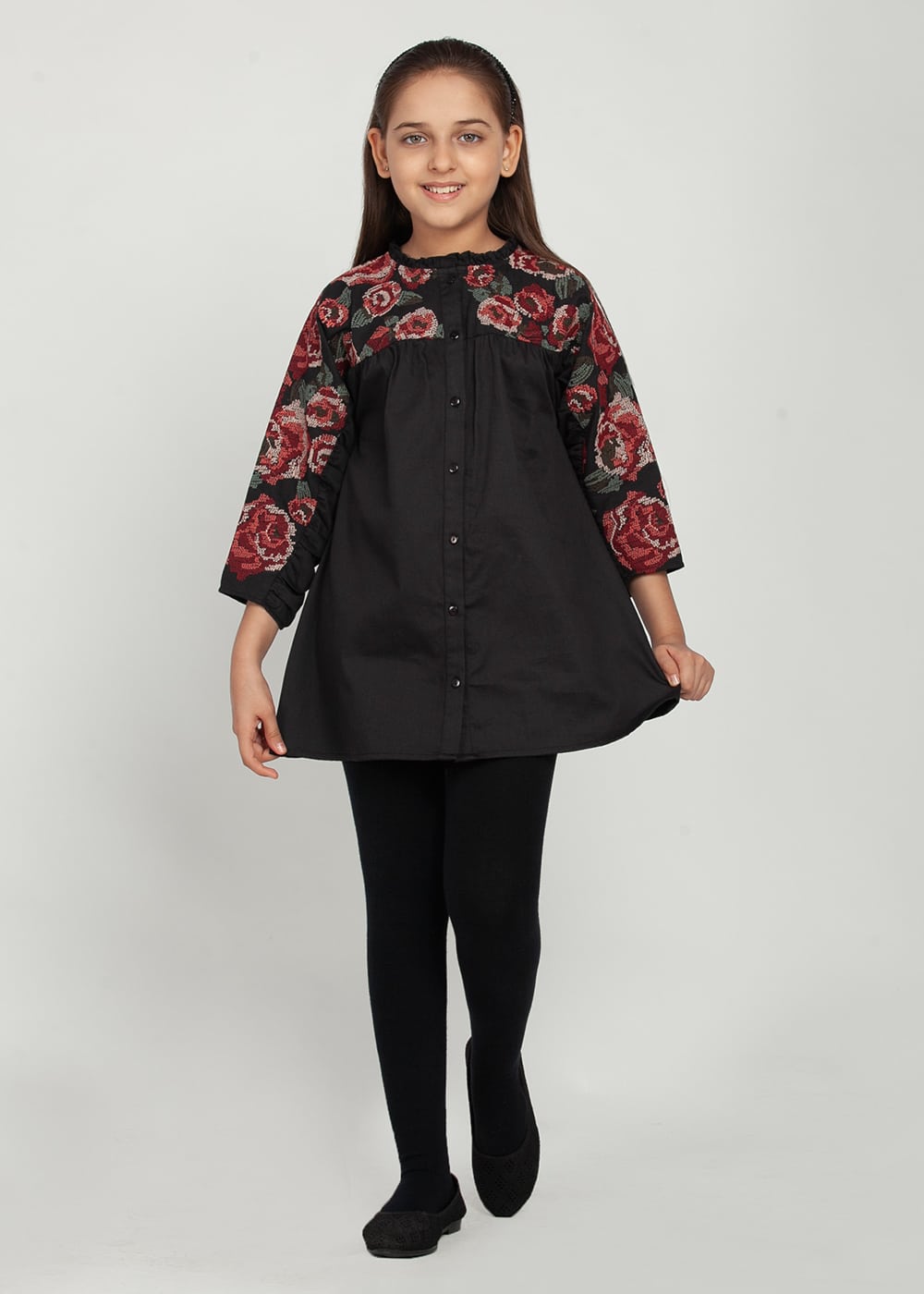 Blanc9 Black Embroidered Tunic