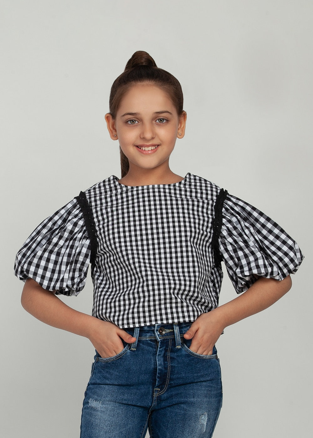 Blanc9 Black Checkered Top