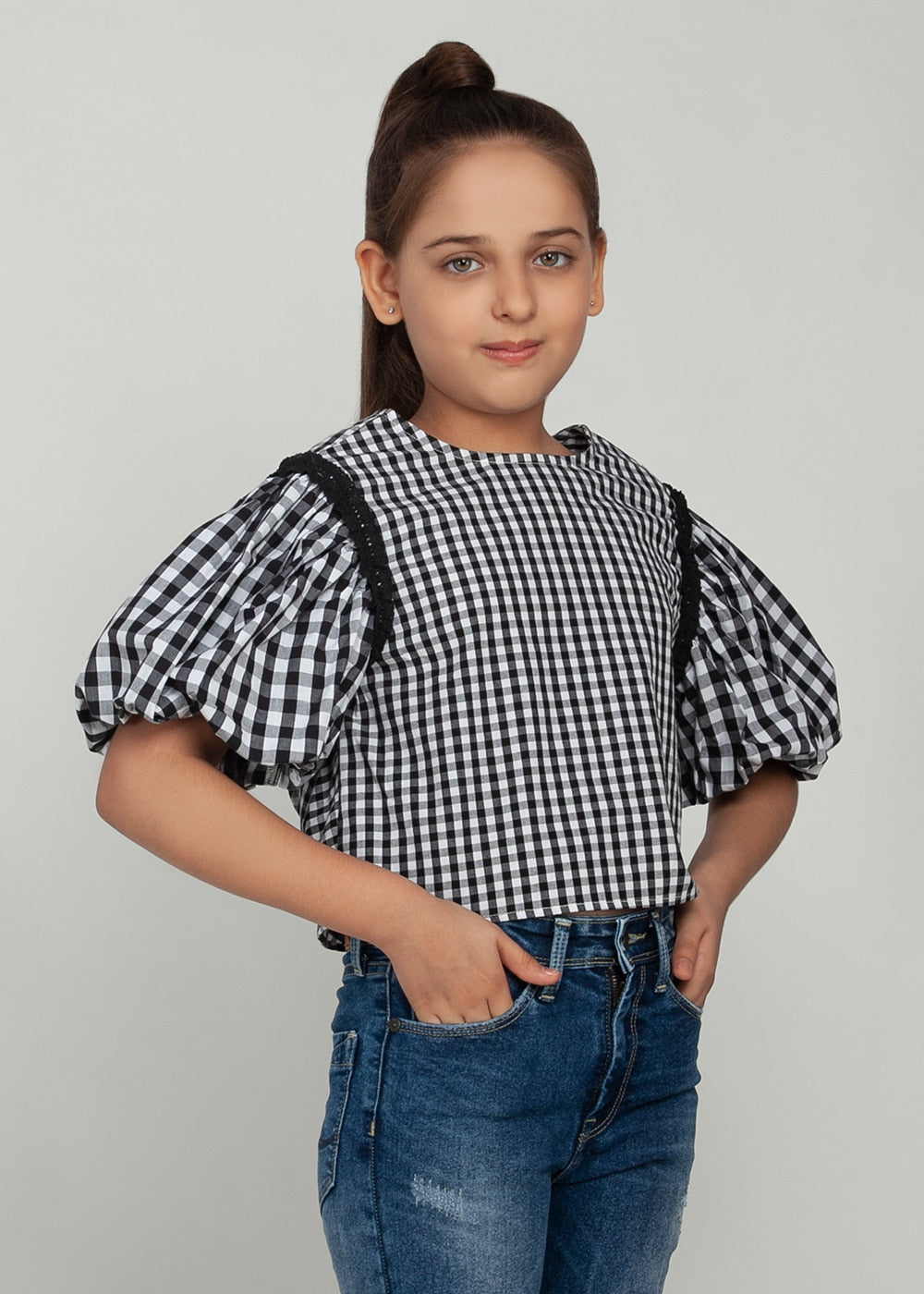 Blanc9 Black Checkered Top