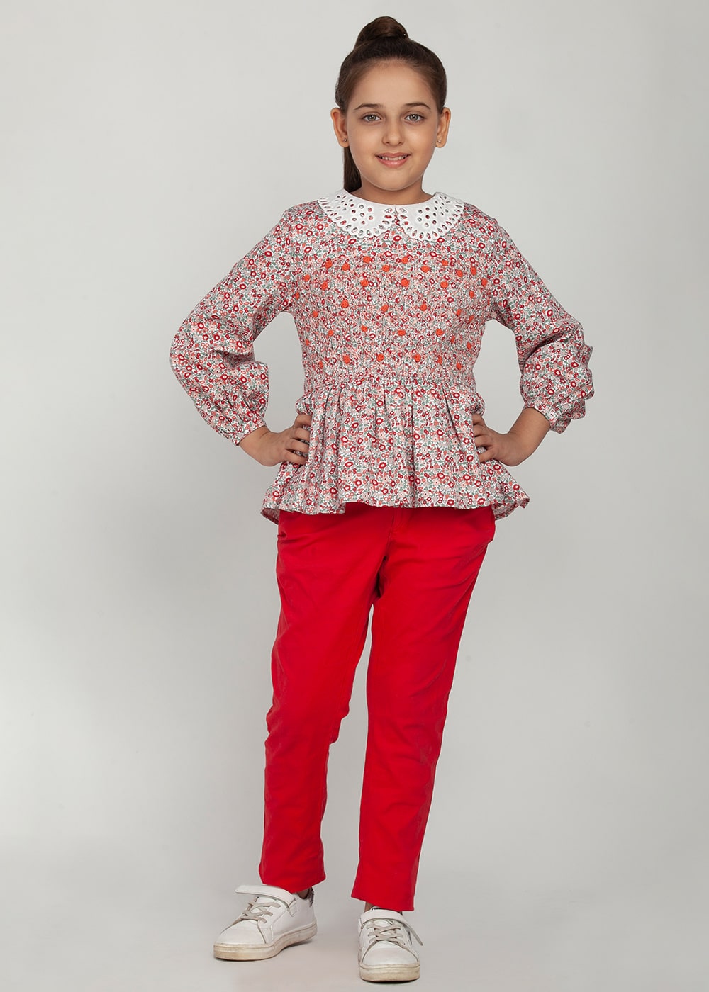 Blanc9 Smocking Floral Top