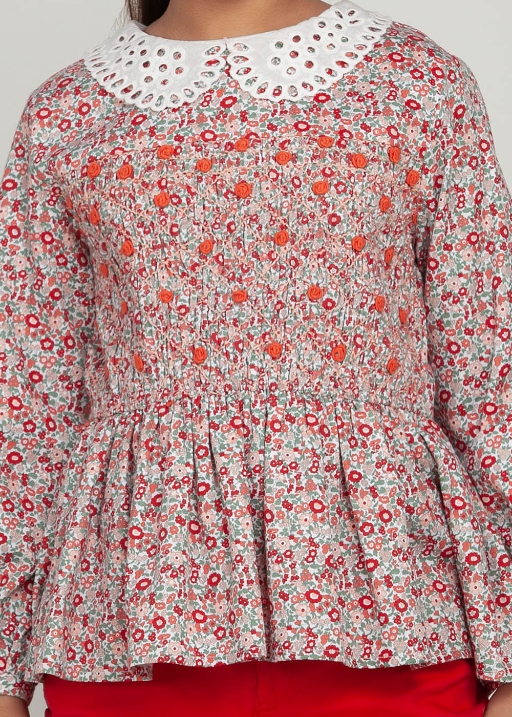 Blanc9 Smocking Floral Top