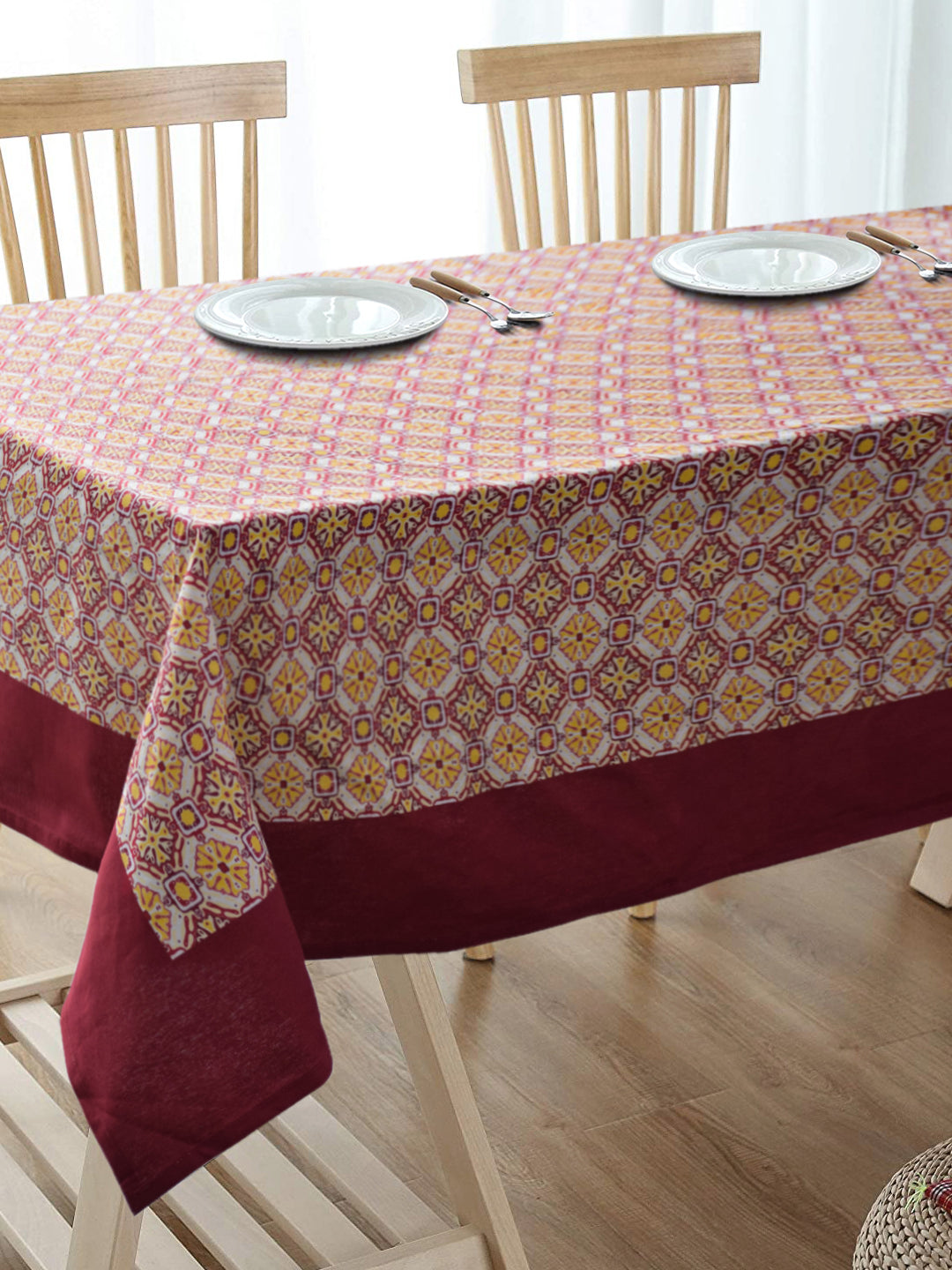 Blanc9 Ajrakh Tablecloth 6/8 Seater Cotton Tablecloth