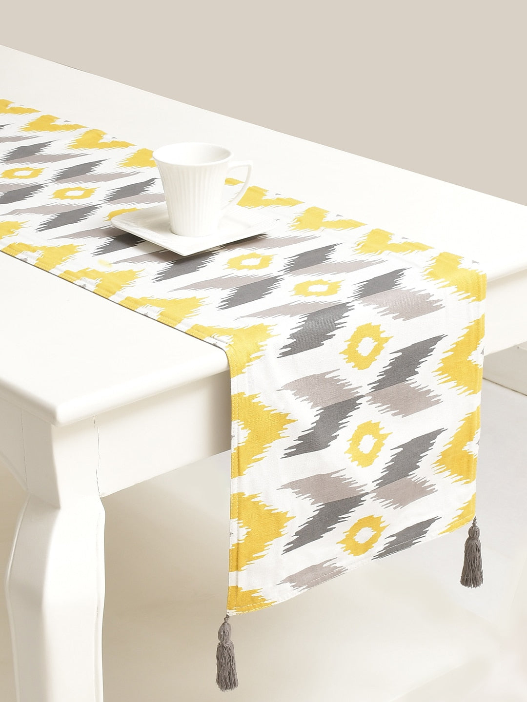 Blanc9 Jalsa 100% Cotton Yellow 4/6 Seater Table Runner