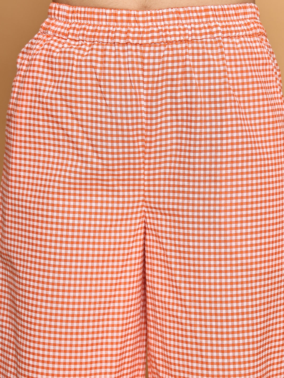 Orange checkered peplum top nightwear