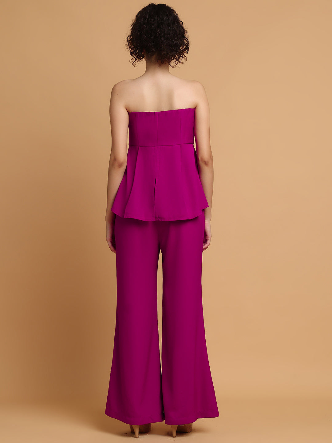 Purplish Pink Tube Top With Trousers