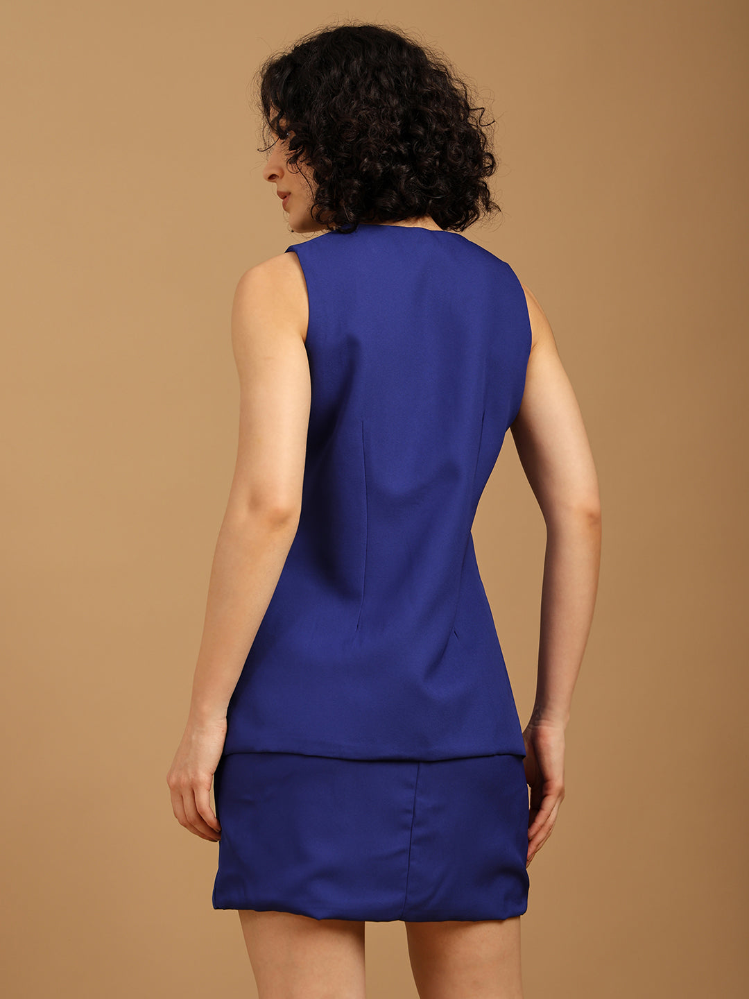 Blue Blazer with Short Skirt Set