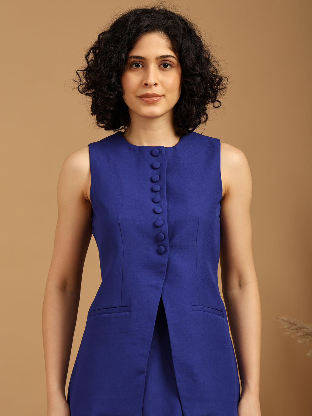 Blue Blazer with Short Skirt Set