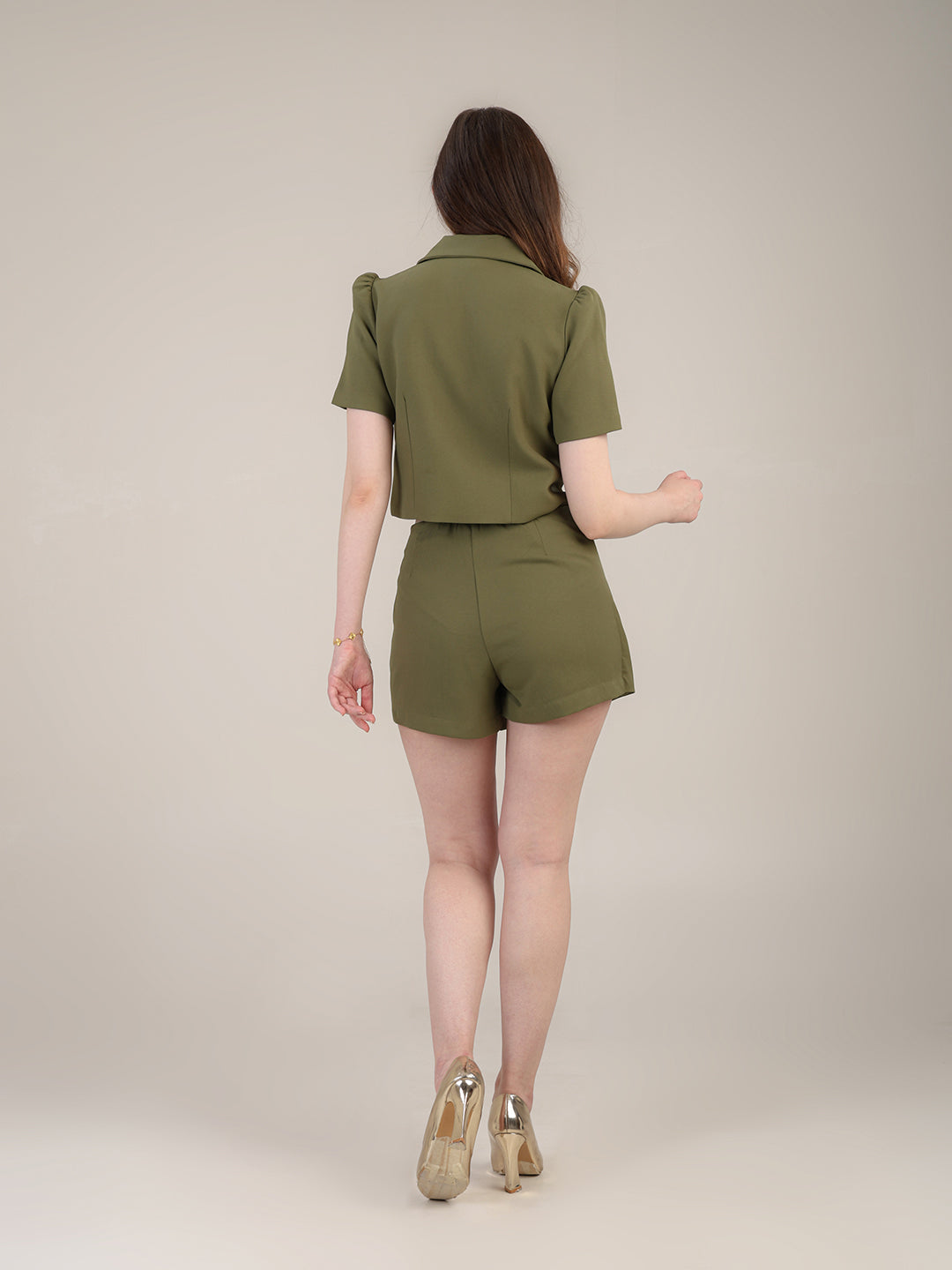 Green Skort Set with heart buttons